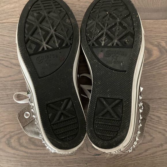 Converse Chuck Taylor All Stars Gray Studded Hi High Top Ankle Boots Sneakers - Picture 10 of 10